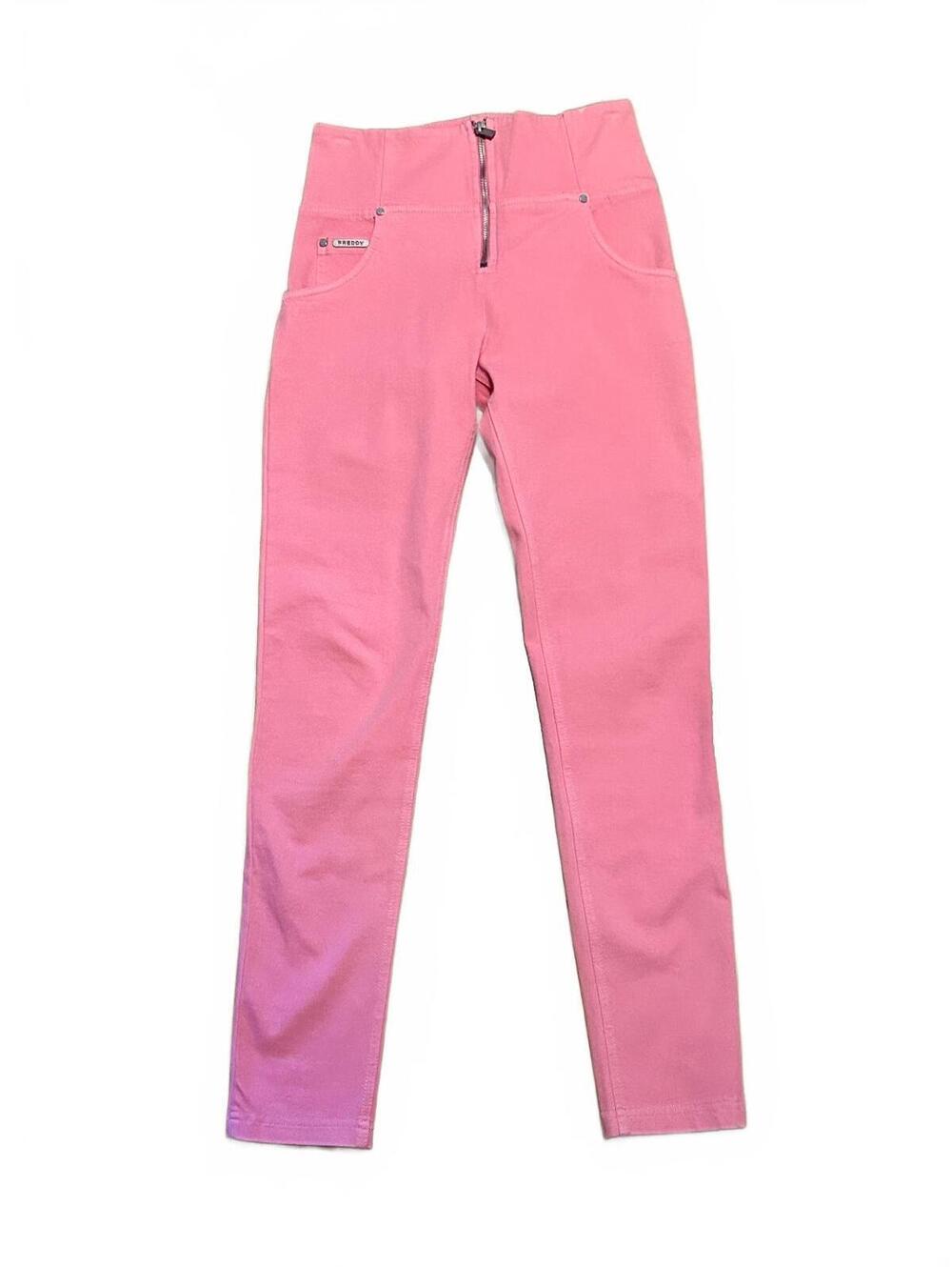 Freddy Pink High-Waisted Skinny Pants with Front Zipper